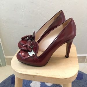 Prada Burgundy Heels with Tassel Detail